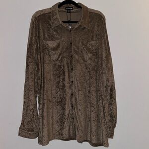 PrettyLittleThing Brown Toweling Oversized Shirt Large NWT